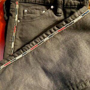 NEW ISABEL MARANT ETOILE LADIES BLACK No 1501 BEADED SIDE SKINNY JEANS SIZE 2